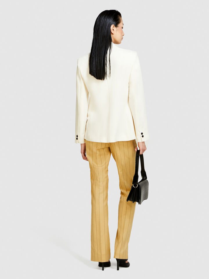 Double-breasted slim fit blazer - women's blazers - Creamy White | Sisley image number 3